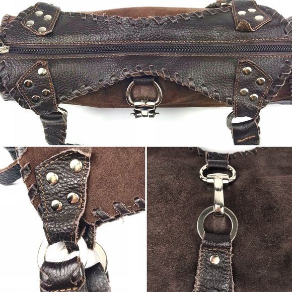 Carla Mancini brown suede & leather handbag - Picture 7 of 8